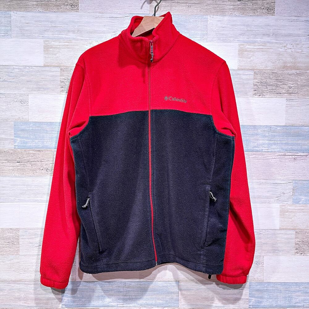 Columbia Steens Mountain 2.0 Full Zip Fleece Jacket Black Red Mens Medium
